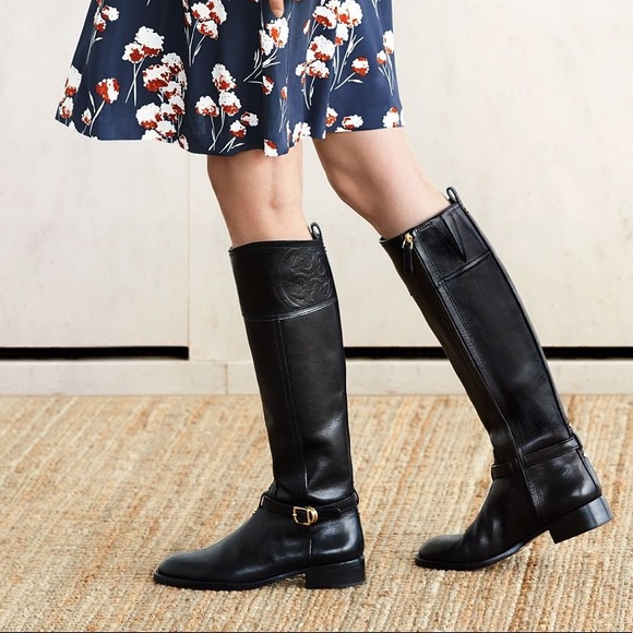 tory burch black tall boots